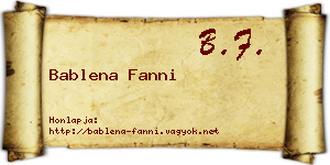 Bablena Fanni névjegykártya